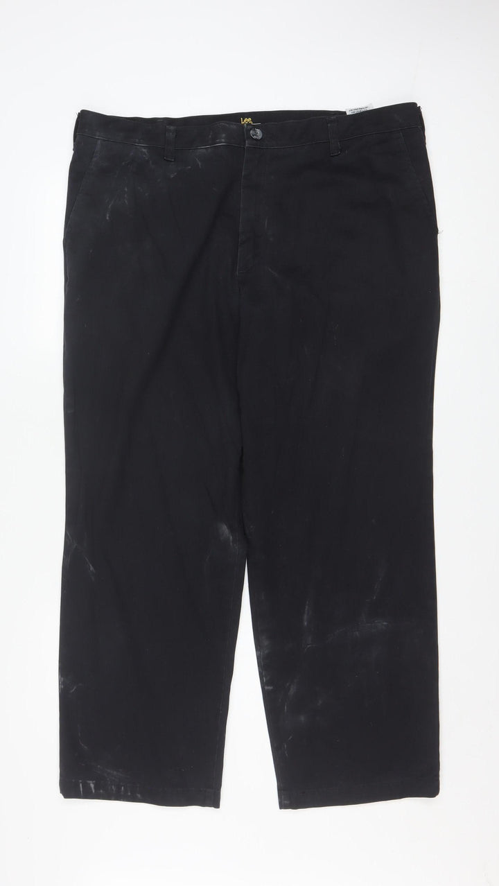 Lee Men's Black Straight Fit Chino Trousers 38x29 Cotton Blend