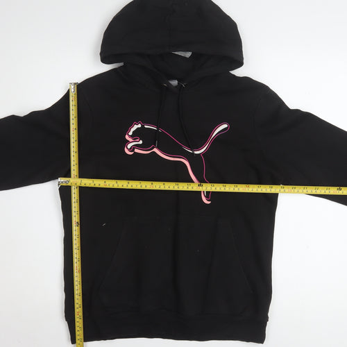 Puma Womens Black Large Pullover Hoodie With Pink Logo