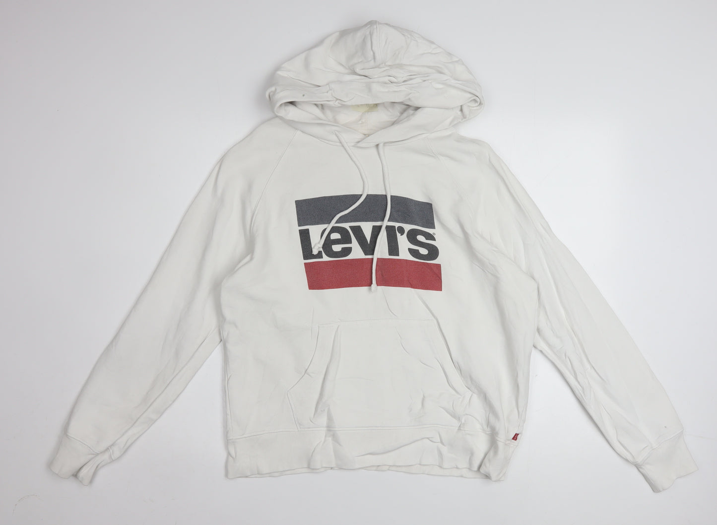 Levi's Men's White Small Pullover Hoodie with Logo Print