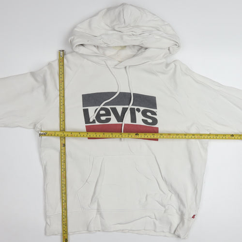Levi's Men's White Small Pullover Hoodie with Logo Print