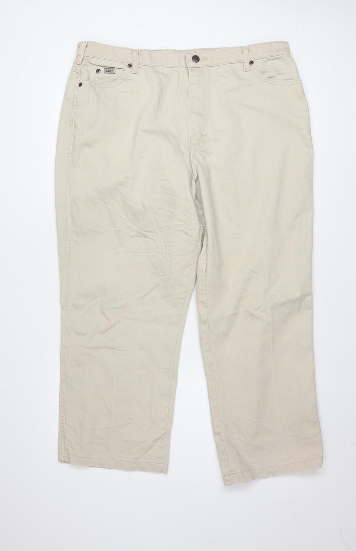 Lee Women Beige Straight Fit Mid Rise Stretch Jeans Size 18