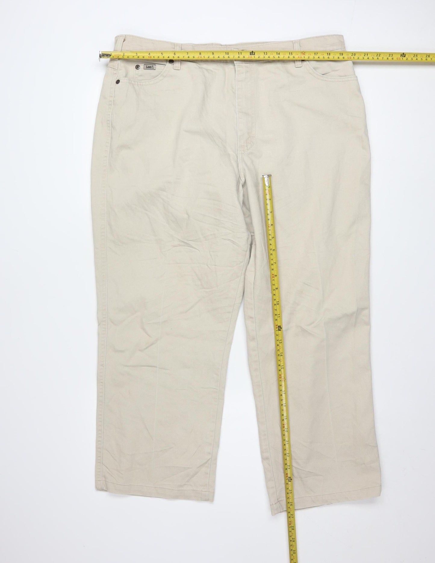 Lee Women Beige Straight Fit Mid Rise Stretch Jeans Size 18