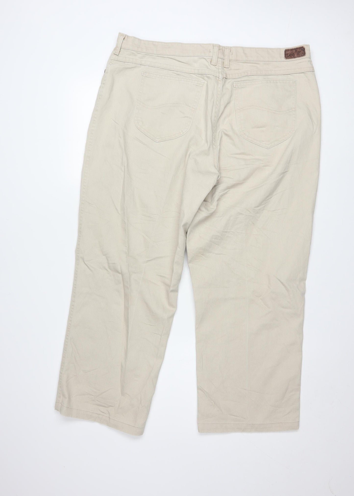 Lee Women Beige Straight Fit Mid Rise Stretch Jeans Size 18