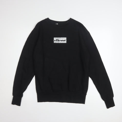 Ellesse Men's Black Small Crew Neck Pullover Sweatshirt