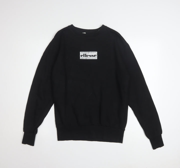 Ellesse Men's Black Small Crew Neck Pullover Sweatshirt