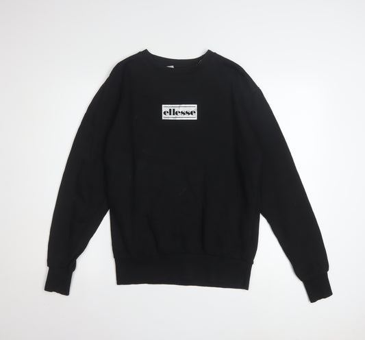 Ellesse Men's Black Small Crew Neck Pullover Sweatshirt