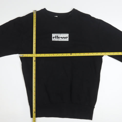 Ellesse Men's Black Small Crew Neck Pullover Sweatshirt