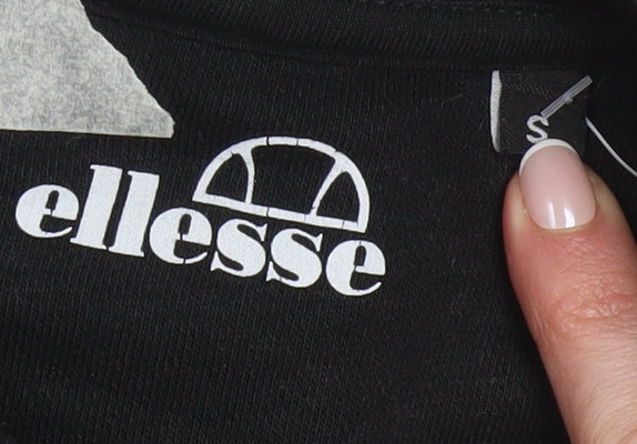 Ellesse Men's Black Small Crew Neck Pullover Sweatshirt