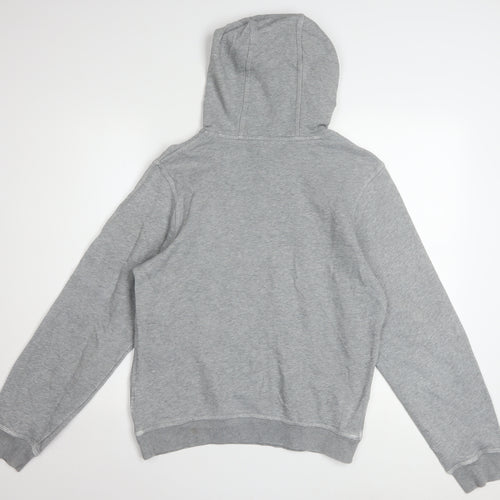 Nike Men Grey Pullover Hoodie Small Logo Graphic Cotton Blend