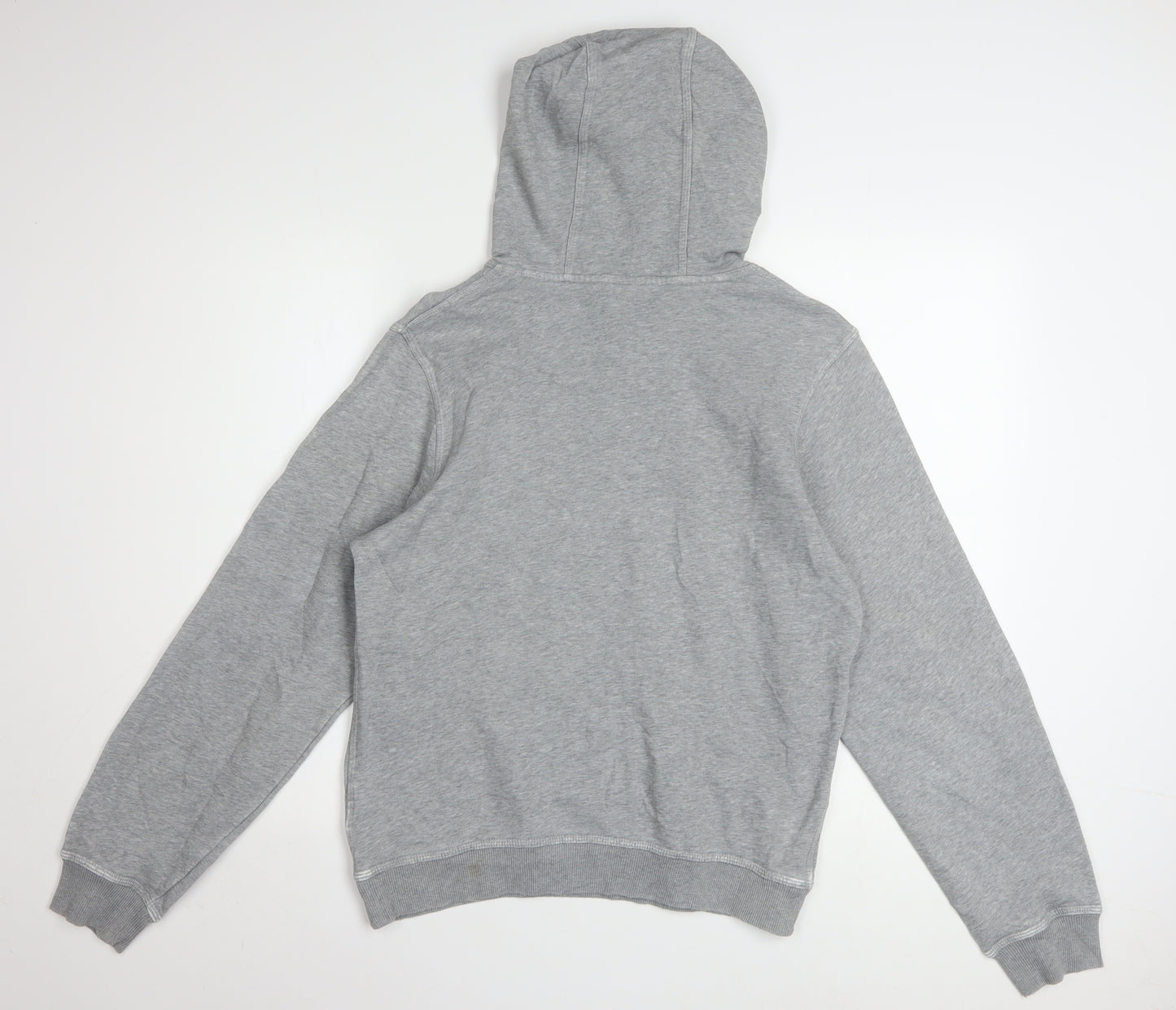 Nike Men Grey Pullover Hoodie Small Logo Graphic Cotton Blend