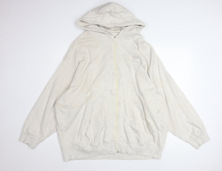 Reebok Men Beige Full Zip Hoodie 2XL Cotton Blend Lightweight