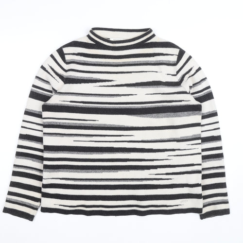 Betty & Co Women’s Black Striped Mock Neck Long Sleeve Knit Jumper Size 12