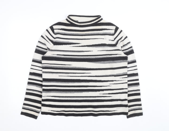 Betty & Co Women’s Black Striped Mock Neck Long Sleeve Knit Jumper Size 12
