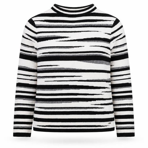 Betty & Co Women’s Black Striped Mock Neck Long Sleeve Knit Jumper Size 12