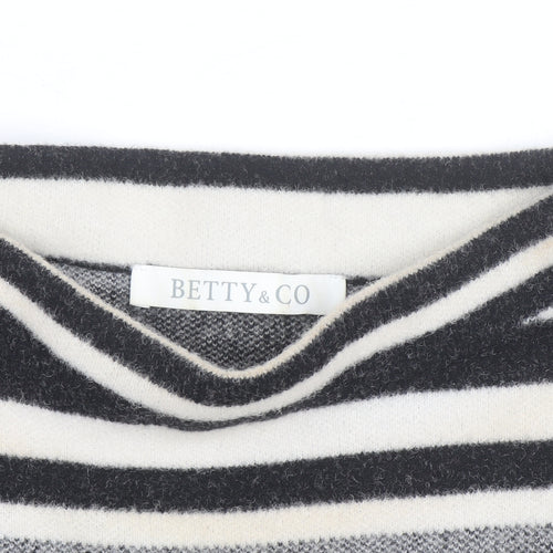 Betty & Co Women’s Black Striped Mock Neck Long Sleeve Knit Jumper Size 12