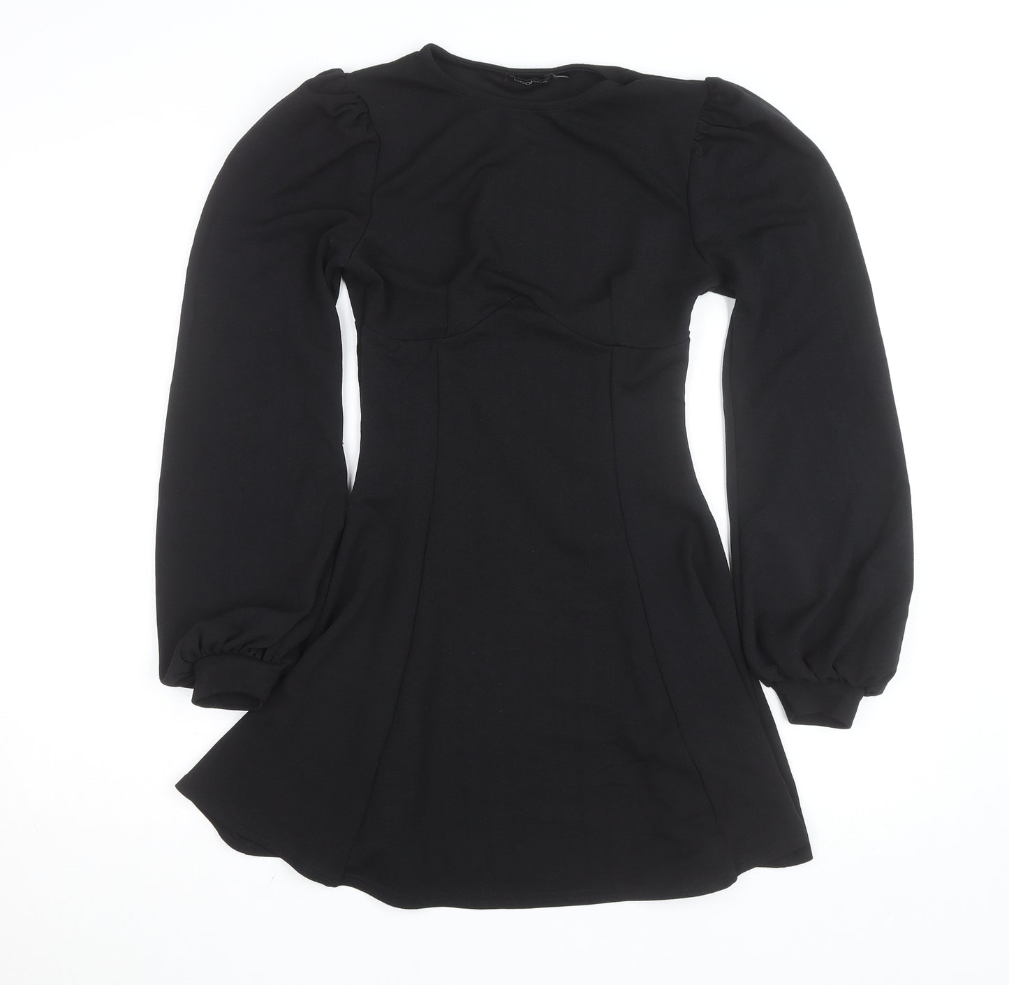 Boohoo Women’s Black Long Sleeve Puff A-Line Mini Dress Size 8