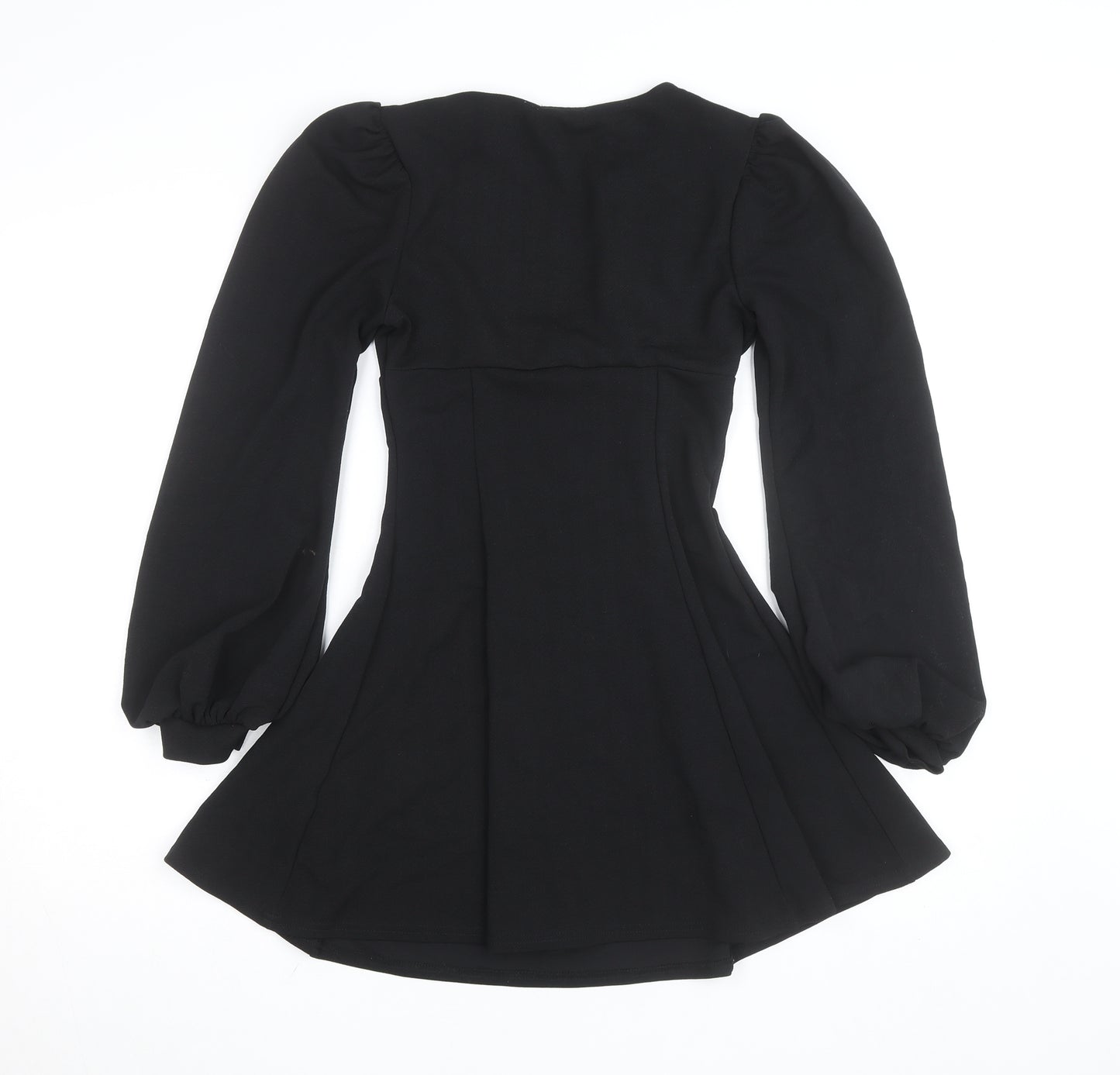 Boohoo Women’s Black Long Sleeve Puff A-Line Mini Dress Size 8