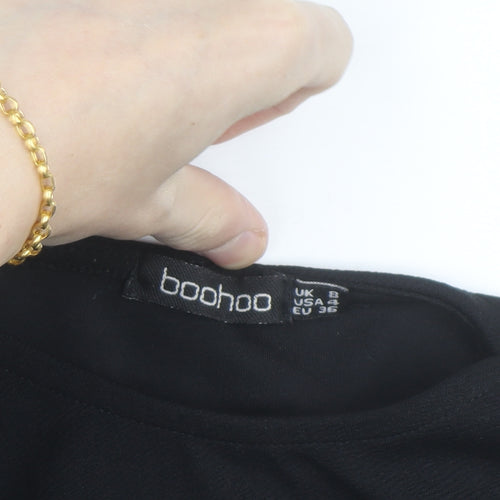 Boohoo Women’s Black Long Sleeve Puff A-Line Mini Dress Size 8