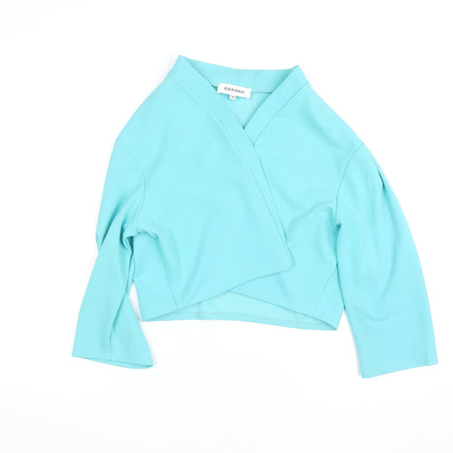 Gerard Women Blue Wrap Jersey Blouse Size 18 3/4 Sleeve
