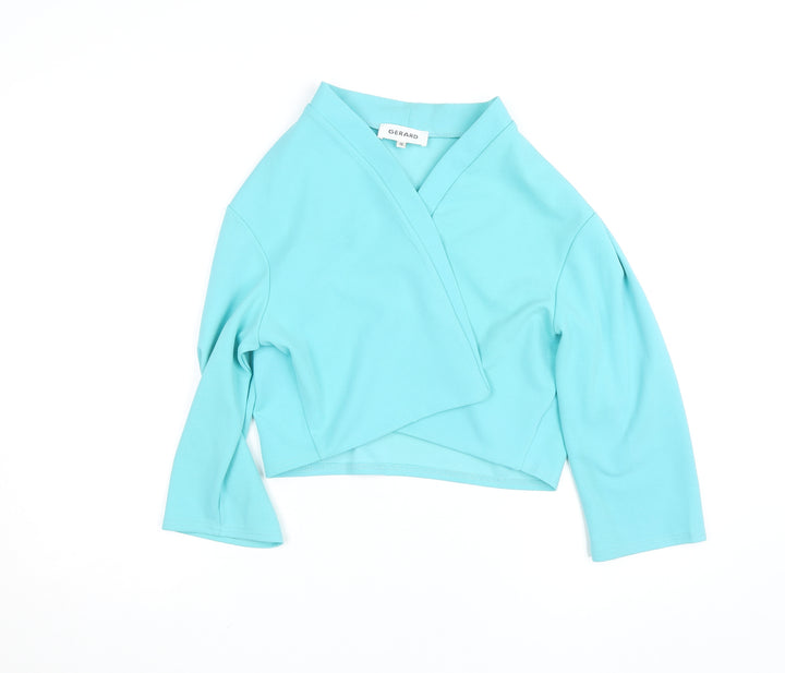 Gerard Women Blue Wrap Jersey Blouse Size 18 3/4 Sleeve