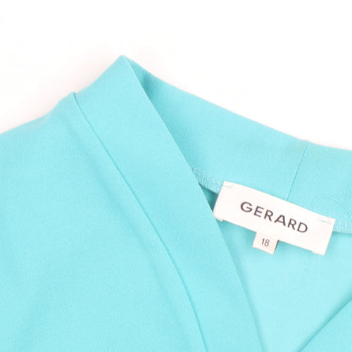 Gerard Women Blue Wrap Jersey Blouse Size 18 3/4 Sleeve
