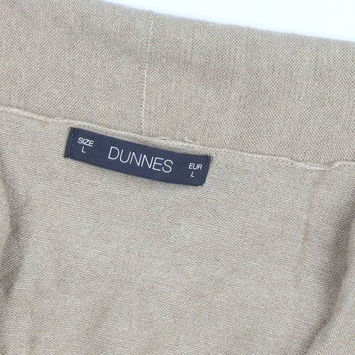 Dunnes Women’s Beige Knit Cardigan L Lightweight Open Front