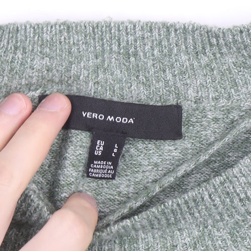 Vero Moda Women’s Green Crew Neck Knit Long Sleeve Pullover Jumper L