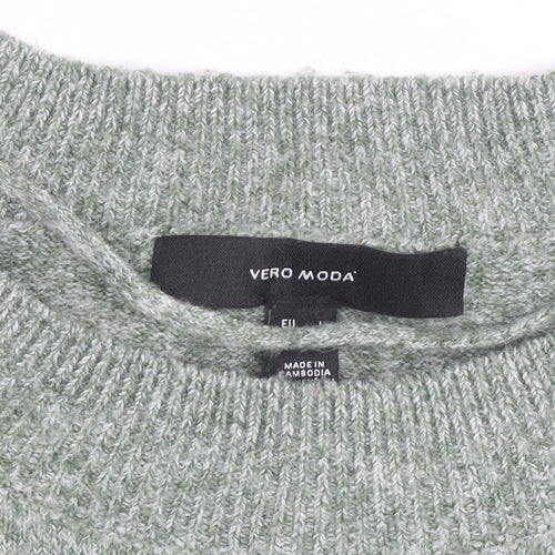 Vero Moda Women’s Green Crew Neck Knit Long Sleeve Pullover Jumper L