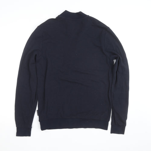 Scott & Wade Men's Blue M High Neck 1/2 Zip Cotton Jumper