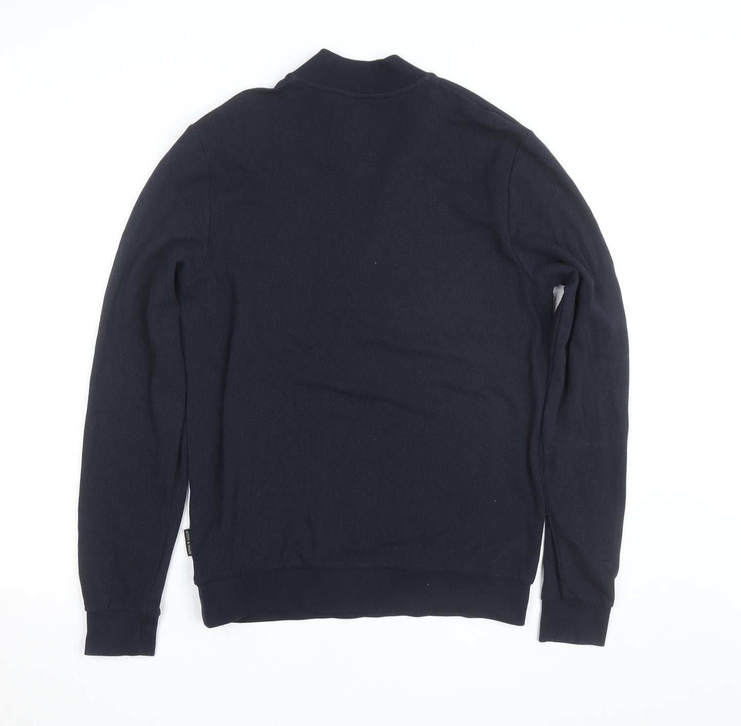 Scott & Wade Men's Blue M High Neck 1/2 Zip Cotton Jumper
