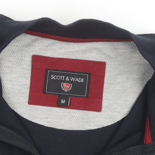 Scott & Wade Men's Blue M High Neck 1/2 Zip Cotton Jumper