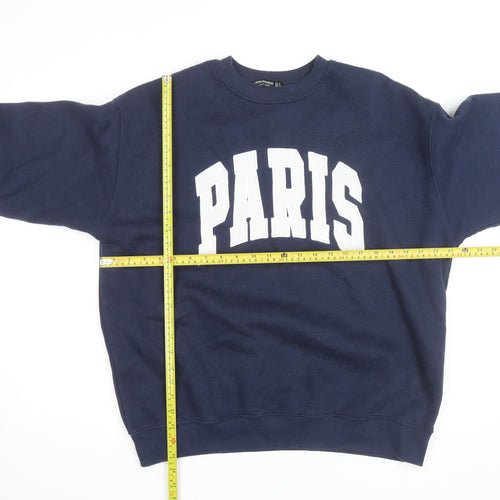 Stradivarius Women Navy Blue Paris Pullover Sweatshirt Size 8
