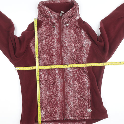 Paco Boutique Women's Red Full Zip Fleece Jumper Size 12
