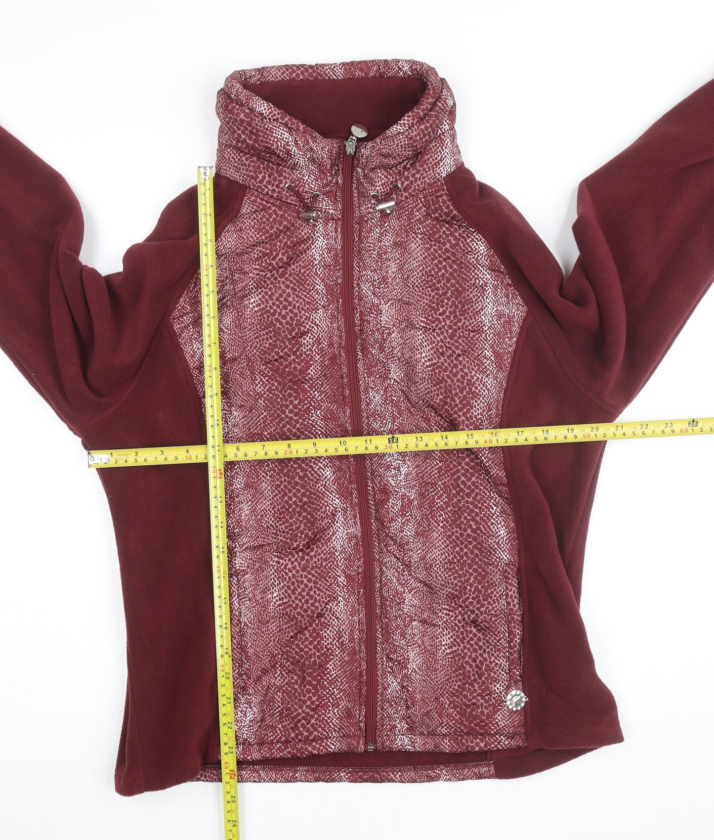 Paco Boutique Women's Red Full Zip Fleece Jumper Size 12