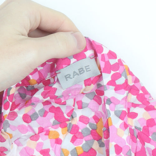 Rabe Womens Pink Floral Cotton 3/4 Sleeve Tunic Blouse Size 14