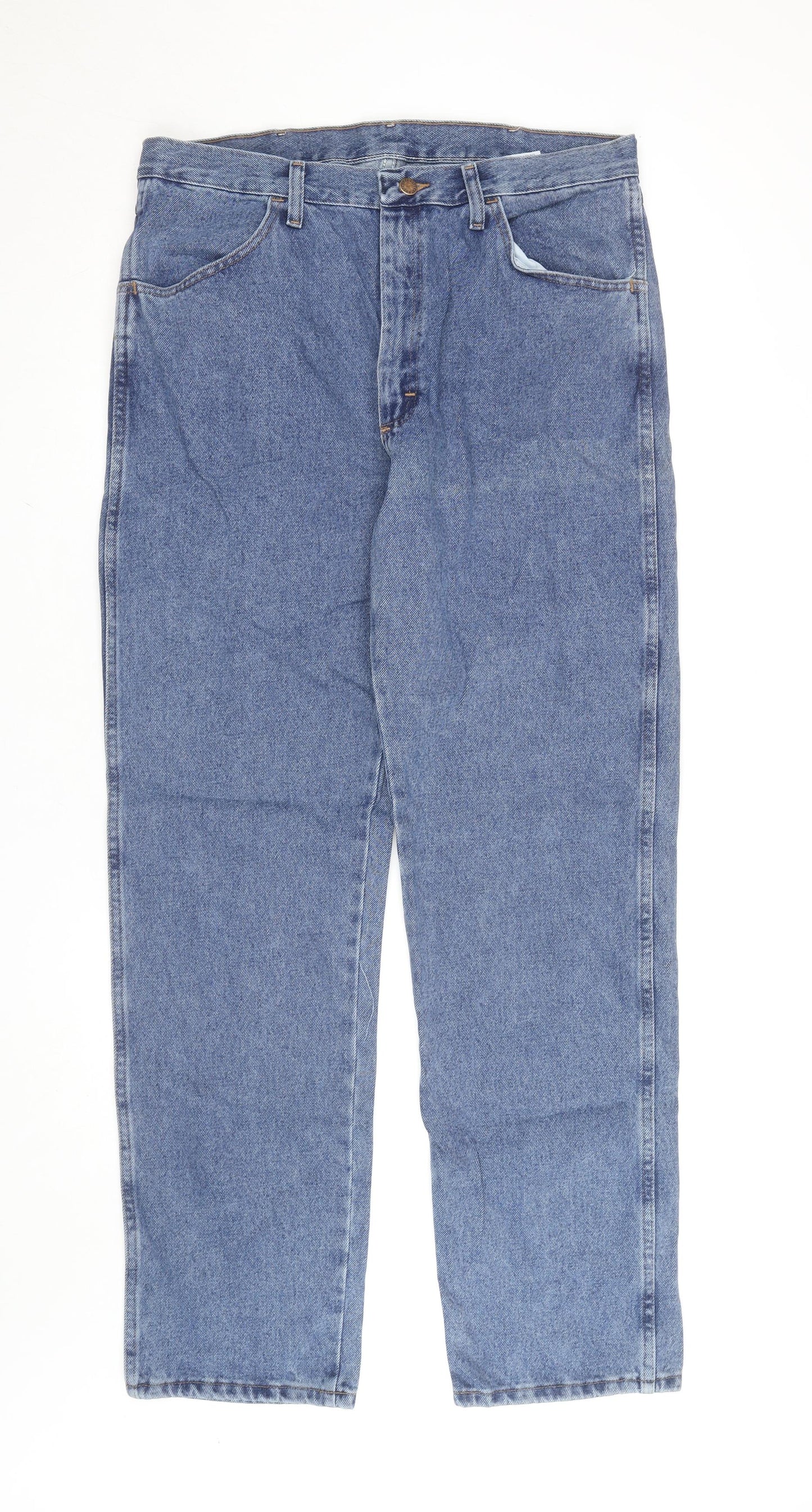 Rustler Men's Blue Regular Fit Straight Leg 36x34 Denim Jeans