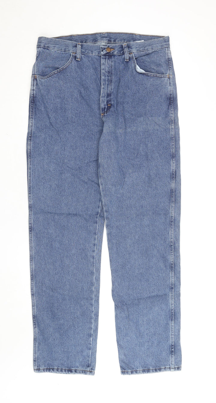 Rustler Men's Blue Regular Fit Straight Leg 36x34 Denim Jeans