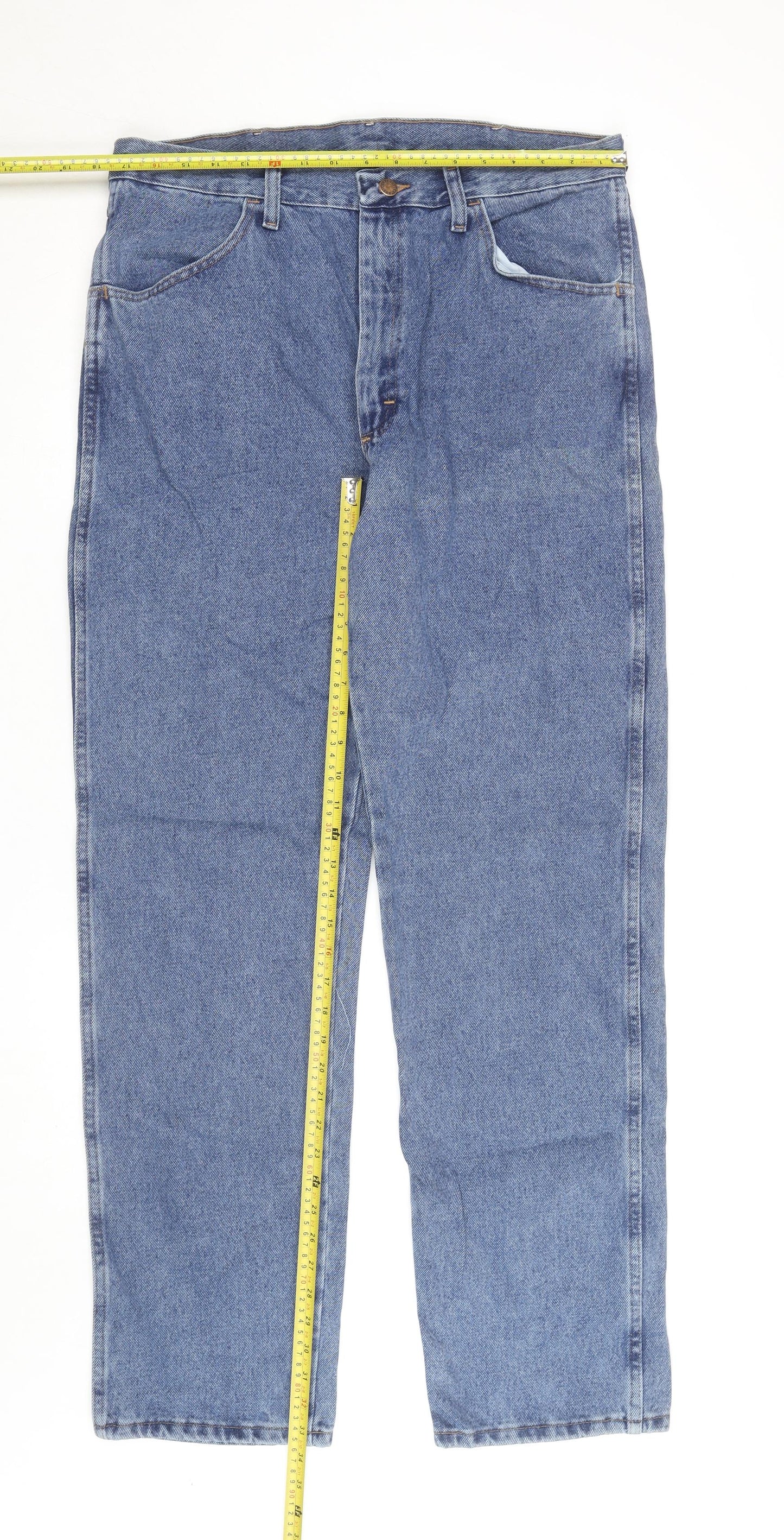 Rustler Men's Blue Regular Fit Straight Leg 36x34 Denim Jeans
