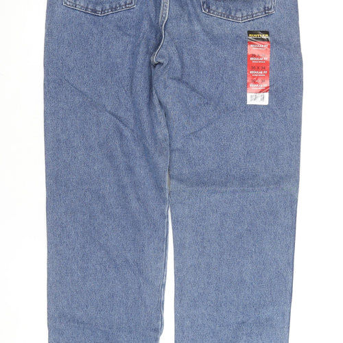 Rustler Men's Blue Regular Fit Straight Leg 36x34 Denim Jeans