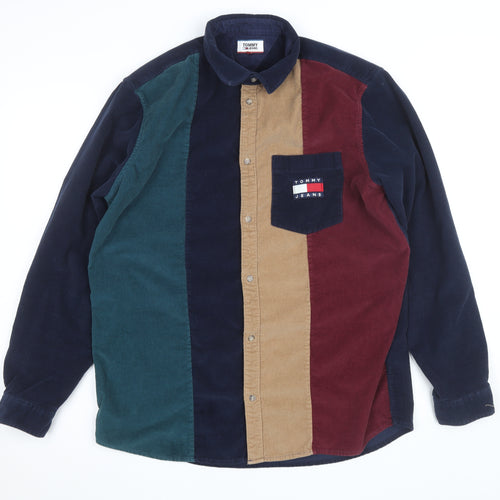 Tommy Jeans Men's Multicoloured Corduroy Button-Up Shirt XL