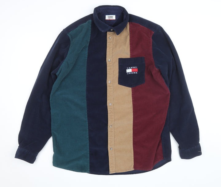 Tommy Jeans Men's Multicoloured Corduroy Button-Up Shirt XL