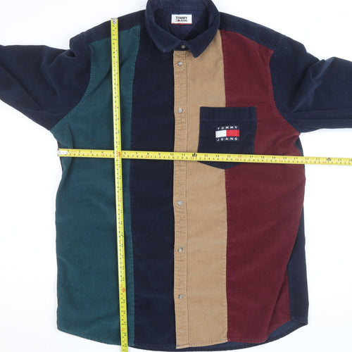 Tommy Jeans Men's Multicoloured Corduroy Button-Up Shirt XL