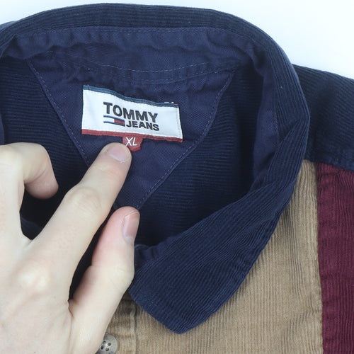 Tommy Jeans Men's Multicoloured Corduroy Button-Up Shirt XL