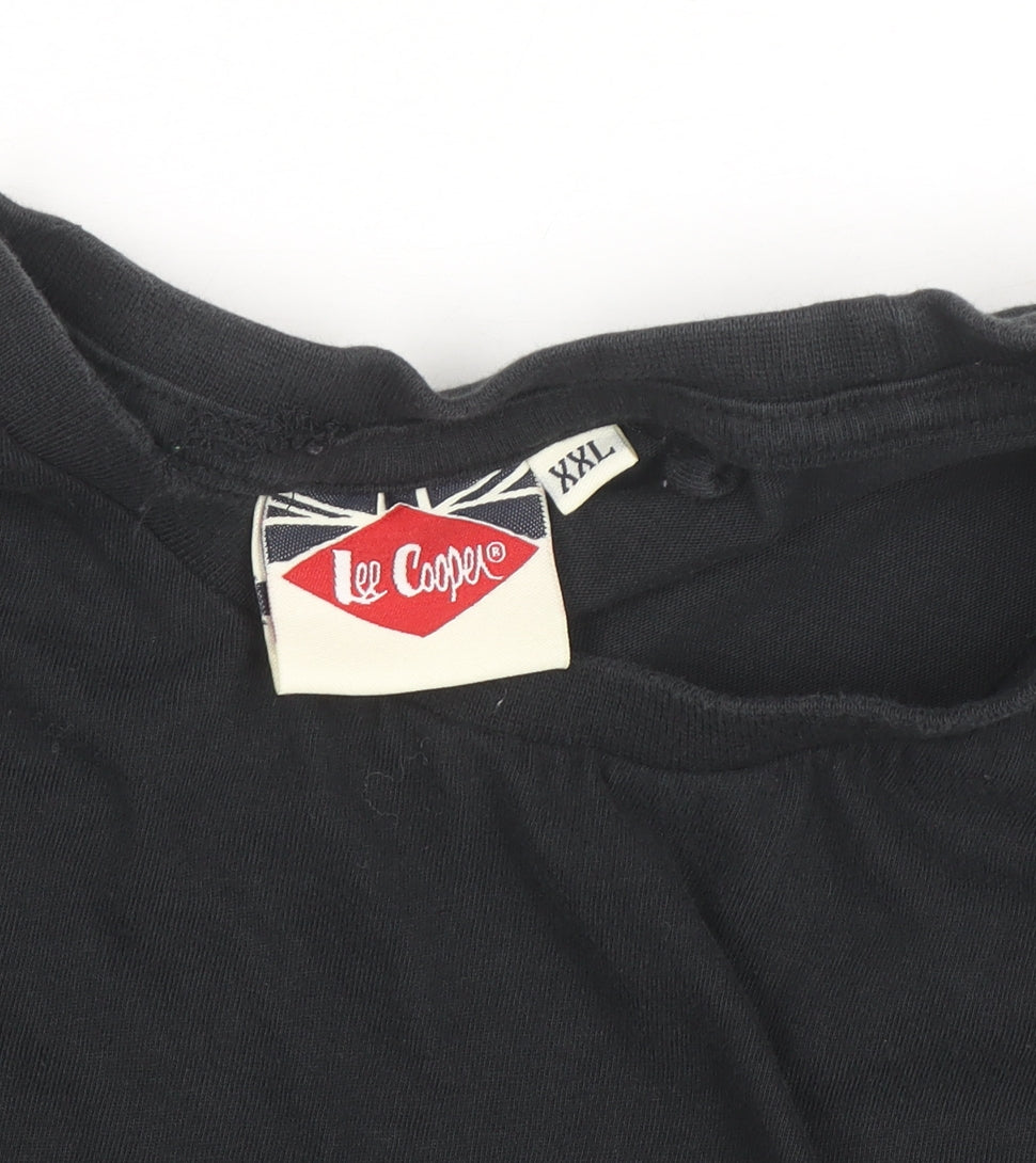 Lee Cooper Men's Black 2XL Short Sleeve Cotton T-Shirt