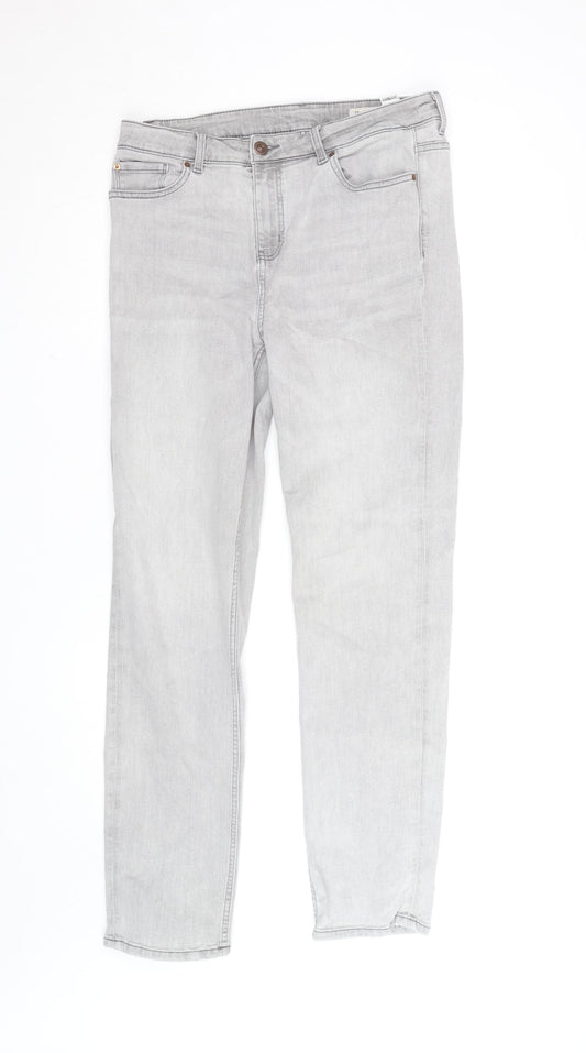 Marks and Spencer Women’s Grey Straight Leg Jeans Size 14 Long