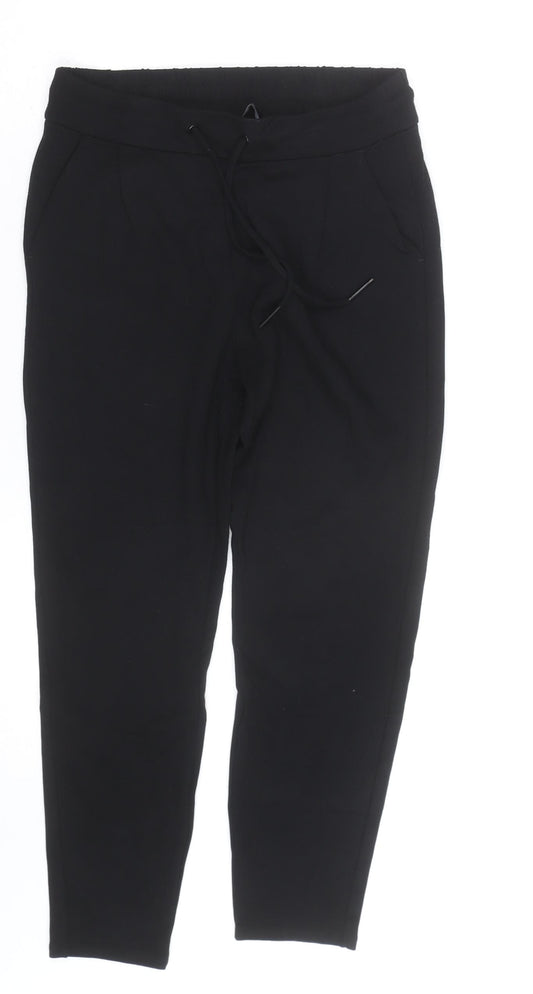 Vero Moda Womens Black XS Jogger Trousers Cotton Blend Drawstring Elastic Waist