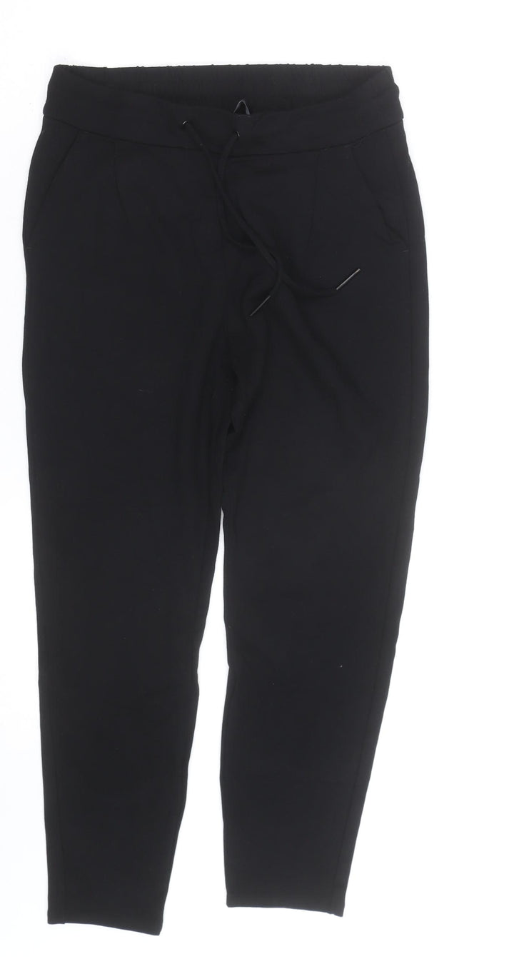 Vero Moda Womens Black XS Jogger Trousers Cotton Blend Drawstring Elastic Waist