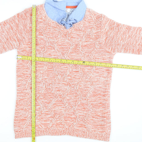 Marks and Spencer Women Orange Cable Knit Cotton Jumper UK 12