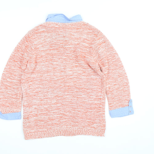 Marks and Spencer Women Orange Cable Knit Cotton Jumper UK 12