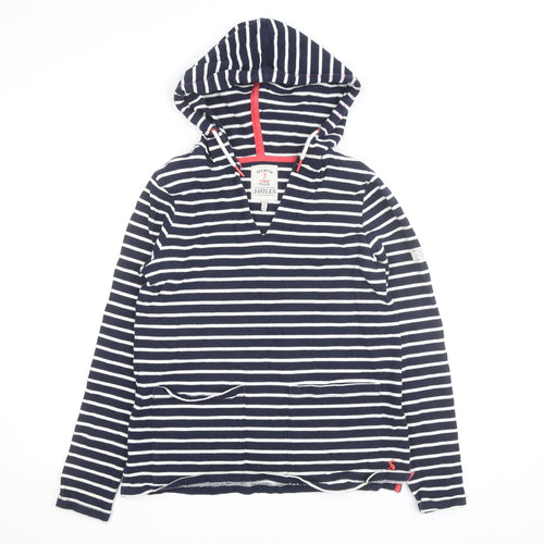 Joules Women Navy White Striped Hoodie Jumper UK 8 Cotton